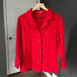 Vintage Graff Petite Bright Red Oversized Button Down Shirt
